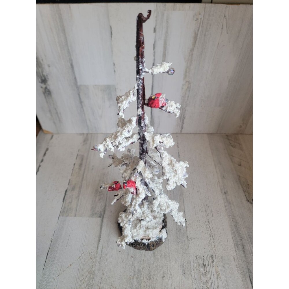 Large red cardinal bird frosted ice‎ tree home decor xmas